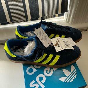 adidas Navy and Neon Yellow Gazelle Sneakers